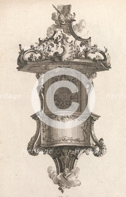 Design for a Pulpit, Plate 1 from an Untitled Series of Pulpit Designs, Pri..., Printed ca. 1750-56. Creator: Carl Pier.