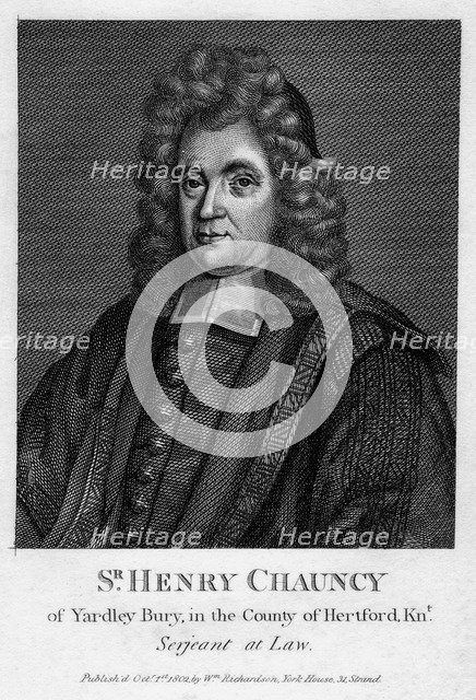 Sir Henry Chauncy, English lawyer, educator and antiquarian, (1802). Artist: Unknown