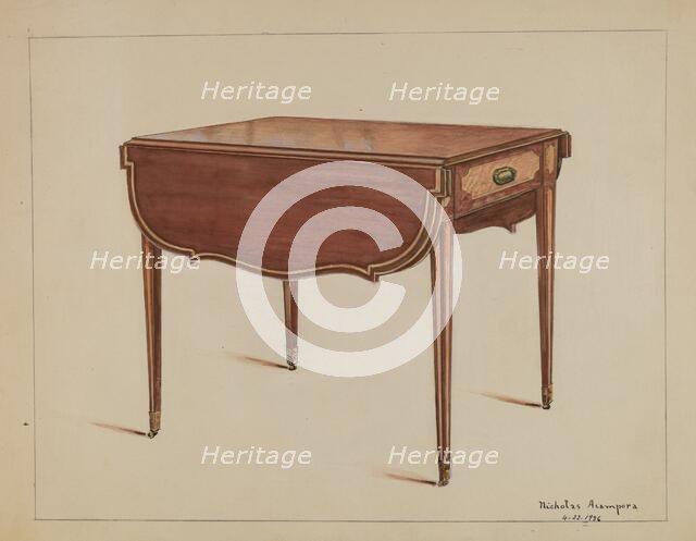Table (Drop-leaf), 1936. Creator: Nicholas Acampora.