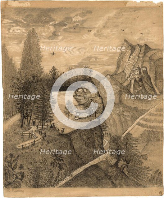 Hikers climbing up to a Mountain Chalet, c. 1888. Creator: Henri Rousseau.