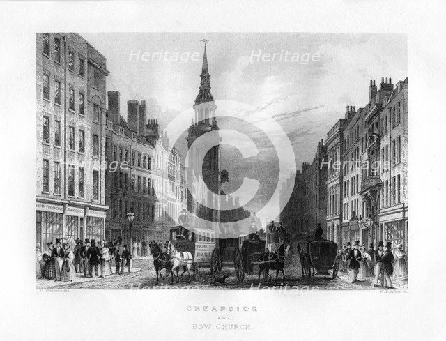 Cheapside and Bow Church, London, 19th century.Artist: WE Albutt