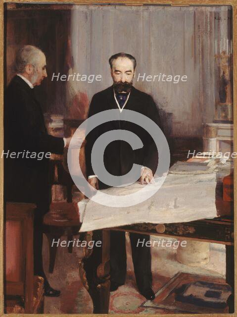 Vice-Rector Greard presenting plans for the new Sorbonne to President Sadi Carnot, 1894. Creator: Alfred Philippe Roll.