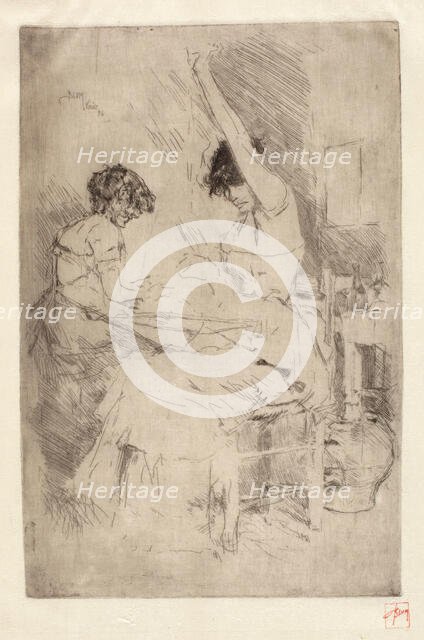 Bead Stringers, Venice, 1886. Creator: Robert Frederick Blum.