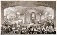 Interior of the Church of St John at Hackney, London, 1827.                    Artist: Anon