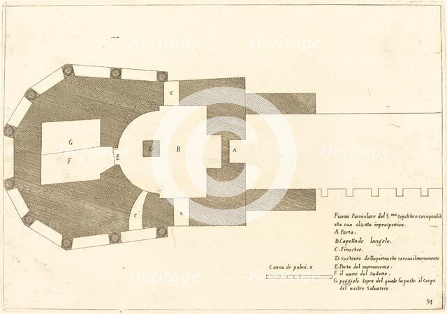 Plan of the Church of the Holy Sepulchre, 1619. Creator: Jacques Callot.