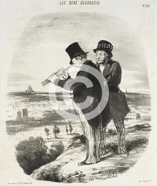 Pour une belle vue, v'là une belle vue!, 1847. Creator: Honore Daumier.