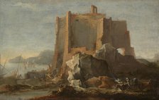 Landscape with Rock and Fortress, c. 1640/50. Creator: Domenico Gargiulo.