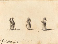 Three Women, One Holding a Child, probably 1634. Creator: Jacques Callot.