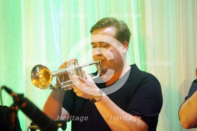 Tom Walsh, Stan Sulzmann’s Neon Orchestra, Watermill Jazz Club, Dorking, Surrey, Nov 2023. Creator: Brian O'Connor.