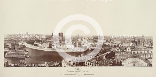 Panorama - Quai Malaquai, The Louvre, Panoramic view, Pont du Carrousel..., Paris, 1867. Creator: G Chanoine.