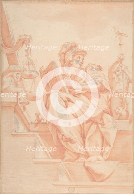 Allegory of Justice with Two Putti (after Lorenzo Sabatini's Fresco in Palazzo...), 16th century. Creator: Anon.