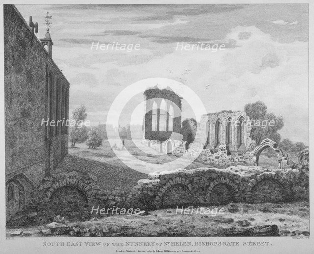St Helen's Priory, Bishopsgate, City of London, 1819.                                   Artist: M Springsguth
