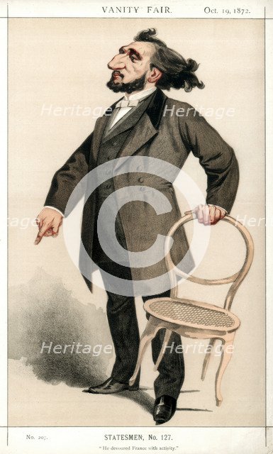 'He Devoured France with Activity', Leon Gambetta, French statesman, 1872. Creator: George Montbard.