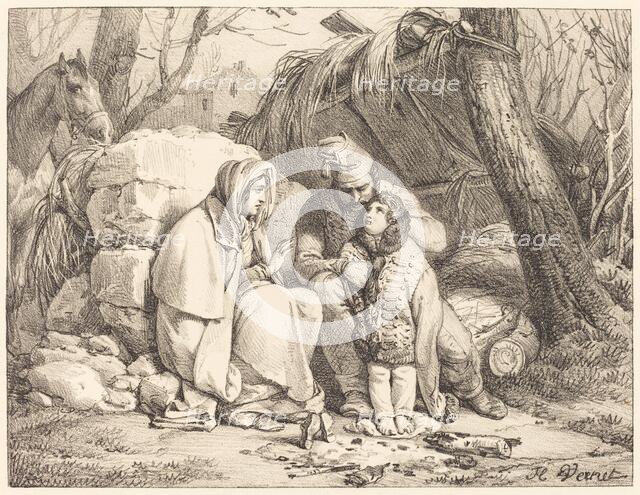 Soldier's Family Encamped, c. 1818. Creator: Emile Jean-Horace Vernet.