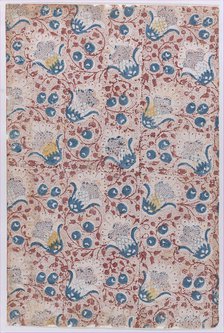 Sheet with overall dot, floral, and vine pattern, 19th century. Creator: Anon.