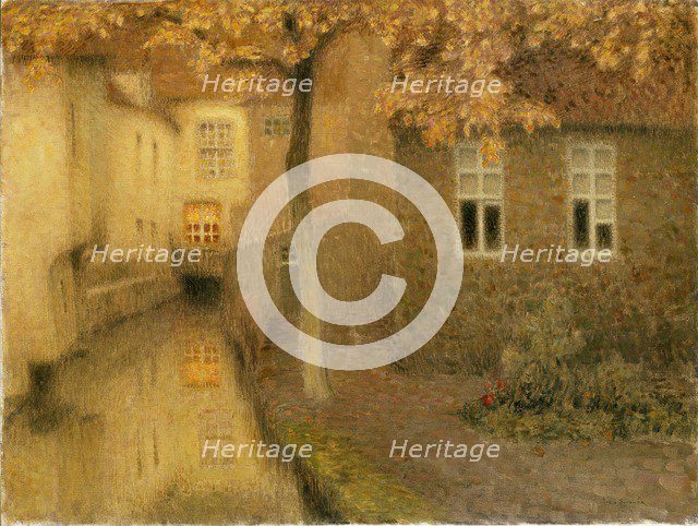 A Canal in Bruges at Dusk, c1898. Artist: Henri Eugene Le Sidaner.