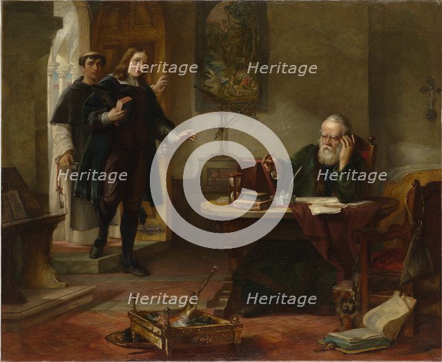 Milton visiting Galileo when a prisoner of the Inquisition, 1847. Artist: Hart, Solomon Alexander (1806-1881)