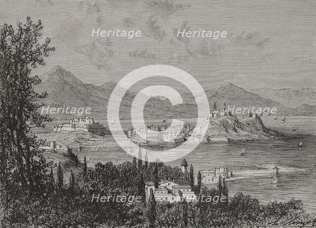General view of the island of Corfu, 1879. Creator: Desire Mathieu Quesnel.