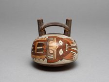 Bridge Vessel Depicting Costumed Ritual Performer with Darts, 180 B.C./A.D. 500. Creator: Unknown.