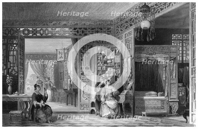 Boudoir and bed chamber of a lady of rank, China, 19th century. Artist: W Floyd