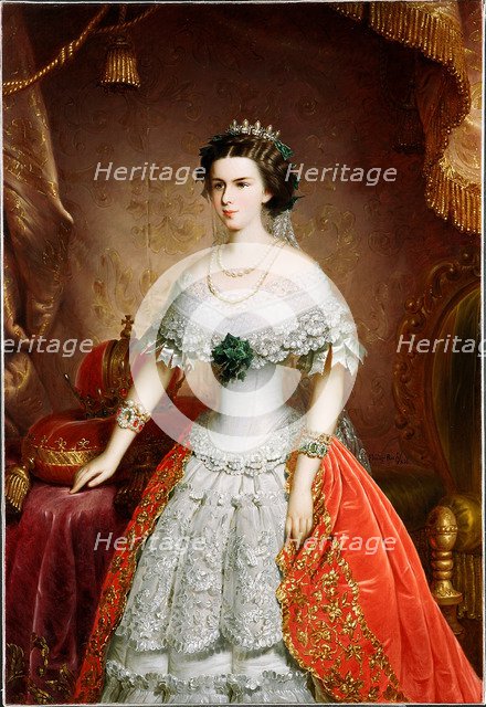Portrait of Elisabeth of Bavaria, 1856. Artist: Russ, Franz, the Elder (1817-1892)