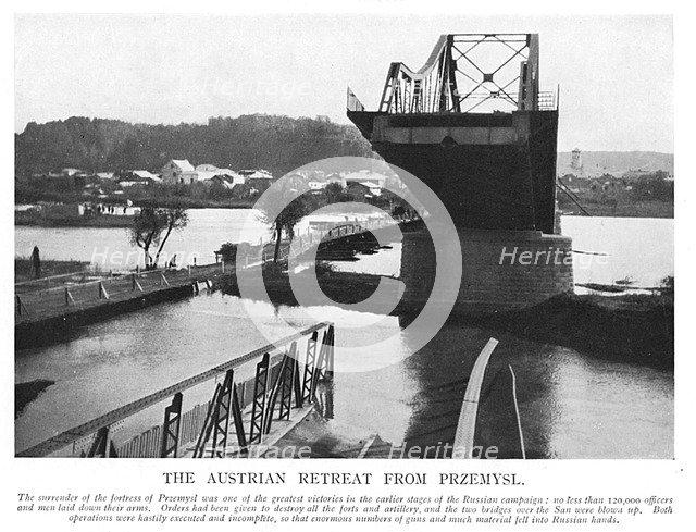 Destruction of Przemysl by Austrians retreating from the Russian advance, World War I, 1914. Artist: Unknown