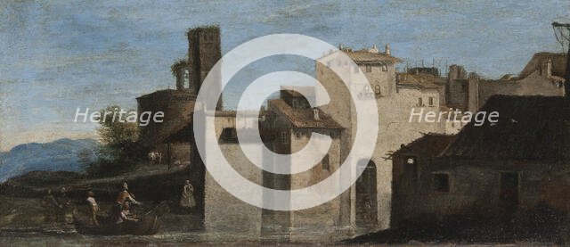 Landscape with figures (production of miracles?) . Creator: Unknown.