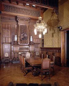 Main Dining Room of the Güell Palace with the original furniture, 1886-1890, designed by Antoni G…