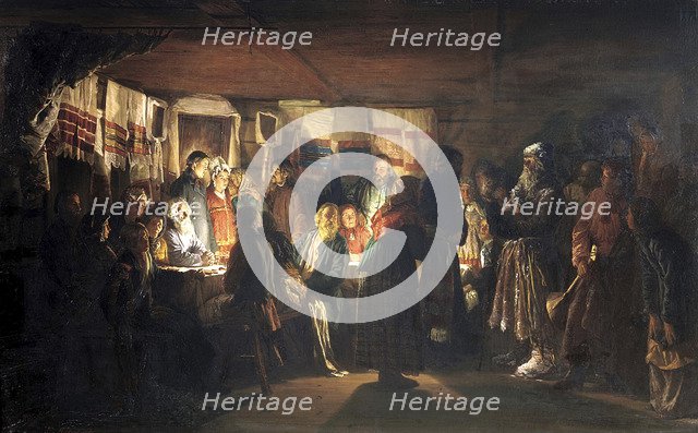 A Sorcerer comes to a peasant wedding', 1875. Creator: Maximov, Vasili Maximovich (1844-1911).