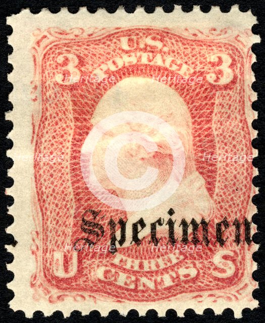3c Washington "Specimen" overprint single, 1861. Creator: Unknown.