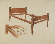 Wooden Bed, c. 1937. Creator: Al Curry.