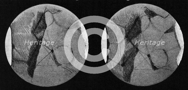 Drawings of Mars showing its 'canals' and polar ice caps, 1907. Artist: Unknown