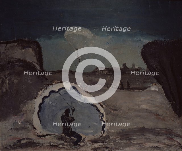 A parachutist, 1932. Artist: Drevin, Alexander Davidovich (1889-1938)