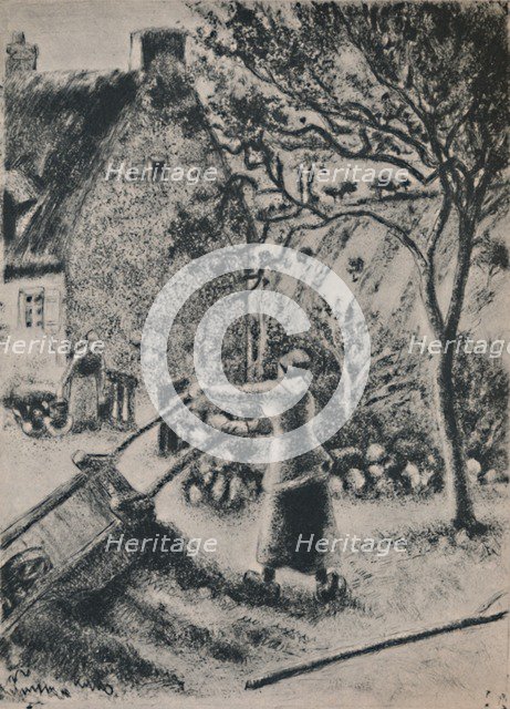 'Woman Emptying a Wheel Barrow', c.1880, (1946). Artist: Camille Pissarro.