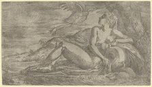 Nymph Watching a Heron Flying Away, ca. 1542-45. Creator: Leon Davent.