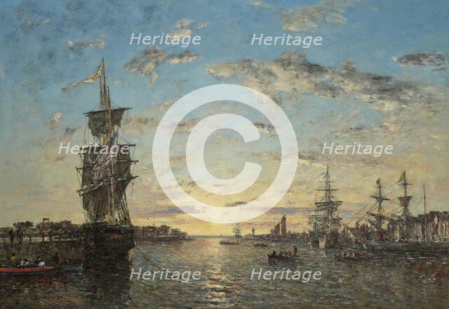 Le Havre. The Outer Harbor at Sunset, 1870. Creator: Boudin, Eugène-Louis (1824-1898).