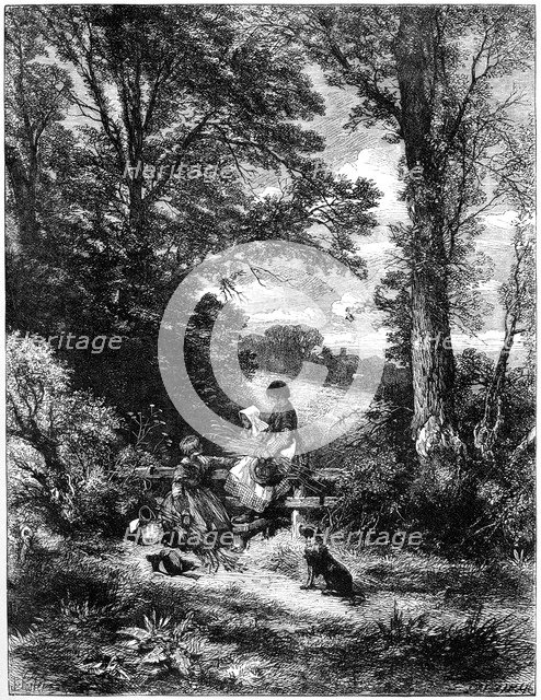 'The Gleaners at the Stile', c1930s.Artist: Birket Foster