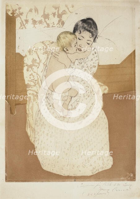 Maternal Caress, 1890-1891. Creator: Cassatt, Mary (1845-1926).