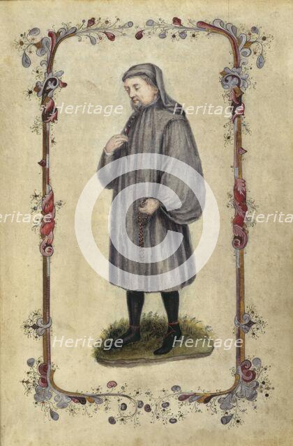 Geoffrey Chaucer, the author. A full length portrait, 1476-77. Creator: Unknown.