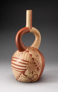 Stirrup Vessel Depicting Anthropomorphic Fish, with Overpainting, 100 B.C./A.D. 500. Creator: Unknown.