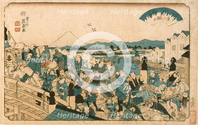 Clearing Weather on Nihonbashi Bridge, c1846. Creator: Ikeda Eisen.