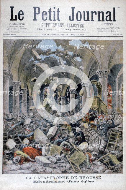 Collapse of a church, Brousse, France, 1897. Artist: Henri Meyer