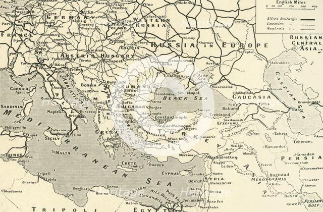 'The Principal Railways of Europe and Asia Minor', 1916. Creator: Unknown.