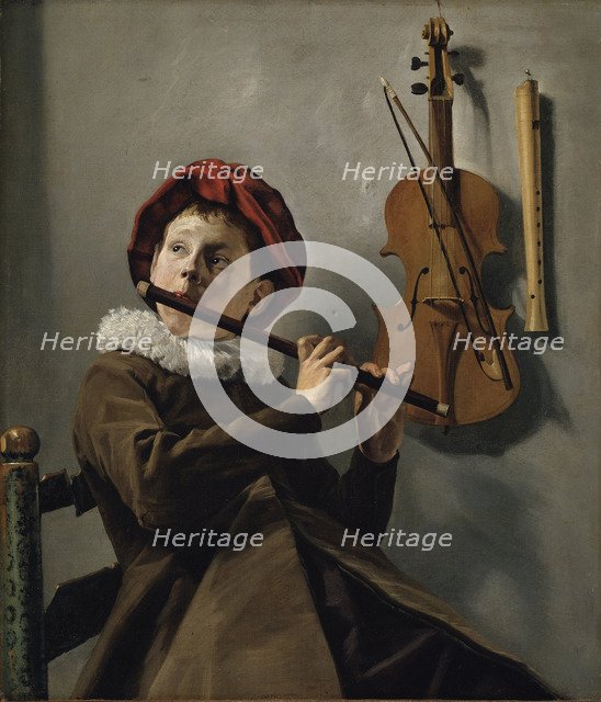 Boy playing the Flute. Artist: Leyster, Judith (1609-1660)
