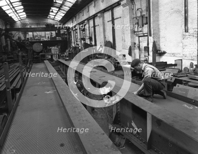 Constructing an overhead crane, Wombwell Foundry, near Barnsley, South Yorkshire, 1963. Artist: Michael Walters
