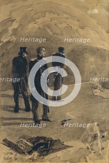 The duel of Pechorin and Grushnitsky. Illustration to the novel A Hero of Our Time by Mikhail Lermontov, 1891. Artist: Vrubel, Mikhail Alexandrovich (1856-1910)