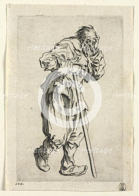 The Beggars: Beggar Leaning on a Stick, c. 1623. Creator: Jacques Callot (French, 1592-1635).