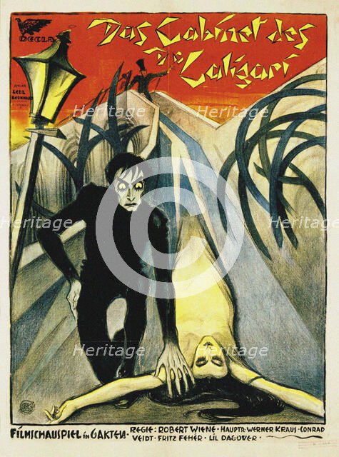 Movie poster "The Cabinet of Dr. Caligari" by Robert Wiene, 1919. Creator: Bernhard, Fritz (1900-1945).
