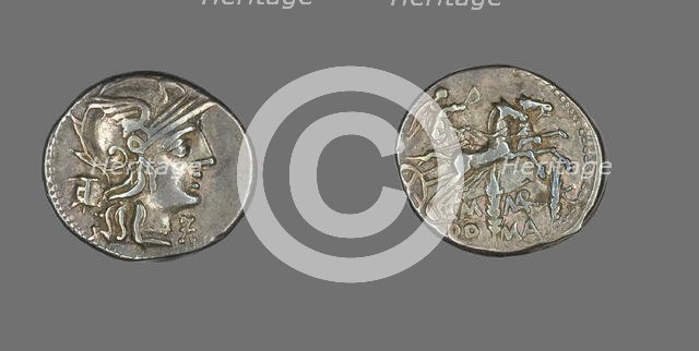 Denarius (Coin) Depicting the Goddess Roma, 134 BCE. Creator: Unknown.