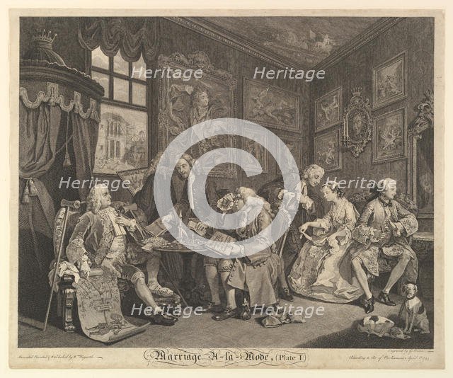 Marriage A-la-Mode, Plate I, April 1, 1745. Creator: Gérard Jean-Baptiste Scotin.